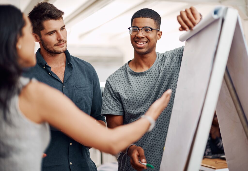 Newly graduated young professionals at their marketing internship